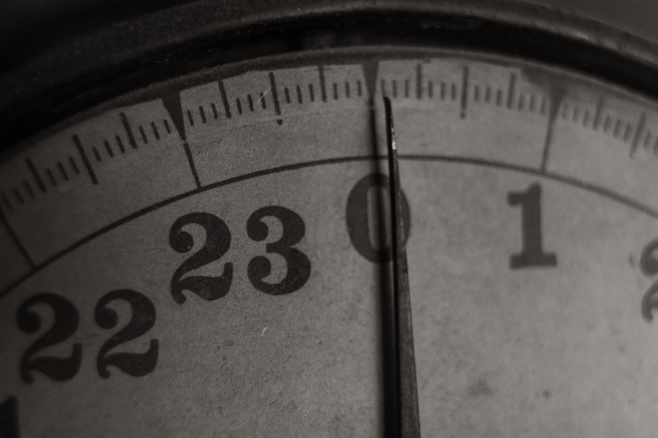 Antique scale numbers 2, 3, 4 at a dynamic slant angle